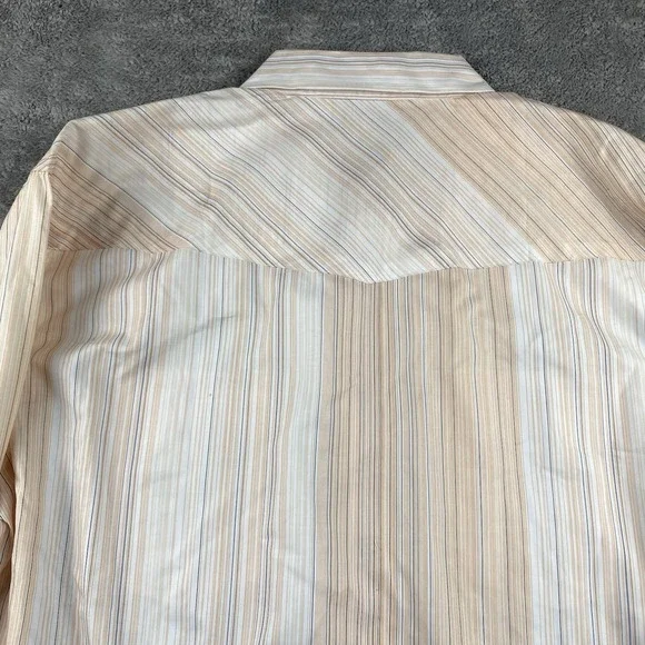 Desire Collection Long Sleeve Dress Shirt Mens Large Orange White Stripes - Picture 13 of 16
